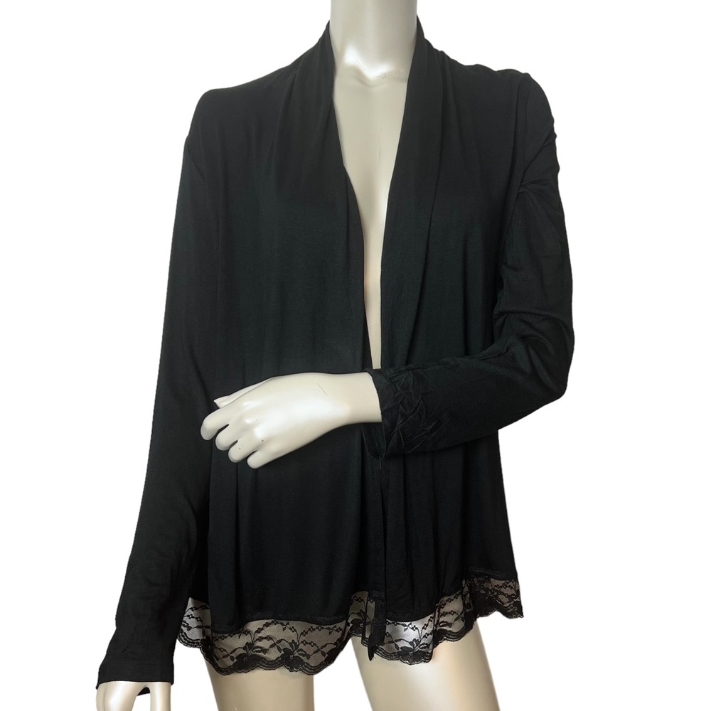 Anna Rose brand Black Lace Long Sleeve Lightweight stretch Cardigan